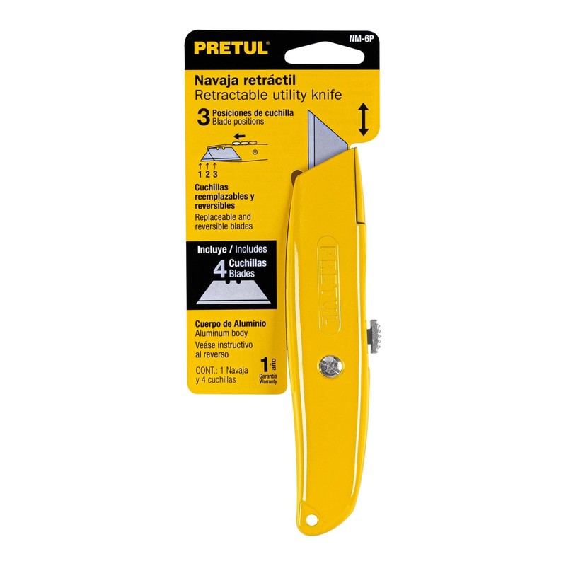 Pretul NM-6P, Navaja multiusos, cuchilla retráctil, 6", con 3 cuchillas