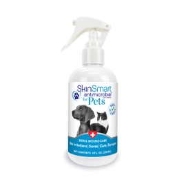 SkinSmart Antimicrobial Wound Care for Pets, Hypochlorous Acid Removes Bacteria to Promote Healing and Relieves Itch, Safe if Licked, 8 Ounce Spray Bottle