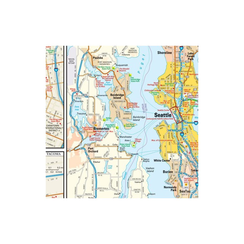 Seattle, Washington Wall Map - 11.5" x 14.5" Paper