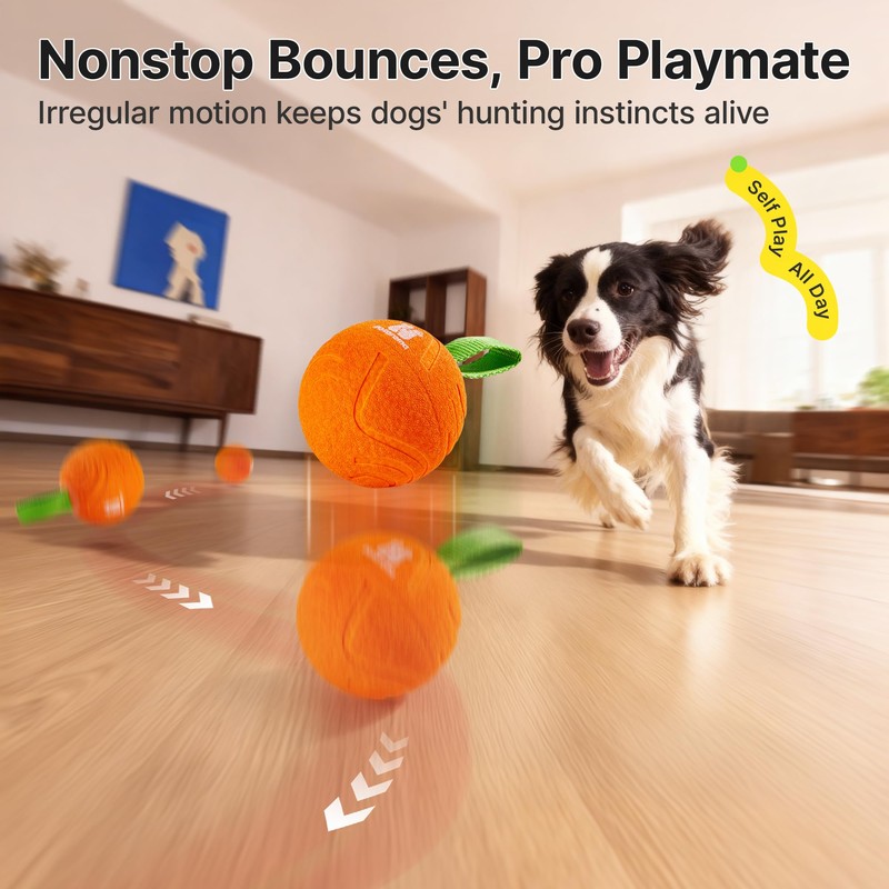 Potaroma Dog Ball Toys with Rope, Interactive Motion Activated 3