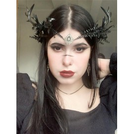 MOSTORY Gothic Flower Antler Headpiece Elf Cosplay for Renaissance Women