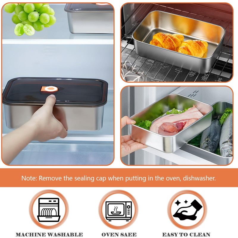 Betinyar 4pcs Stainless Steel Food Containers with Lids, Reusable Food