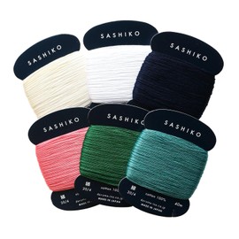 Nippon Chuko Yokota Daruma Sashiko Thread Card Roll 40m x 6 Color Set Basic Colors DRM2400-6SET-A