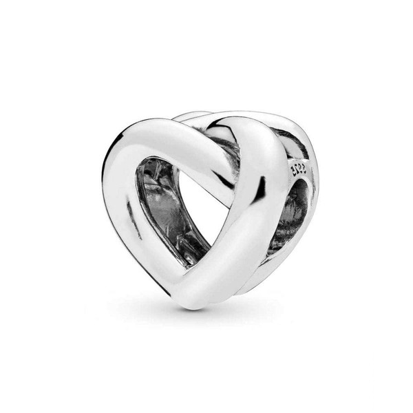 FGT Knotted Heart Charm for Bracelets Necklaces Pendants Sterling Silver