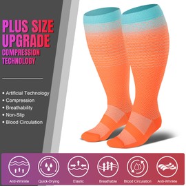 bropite 3 Pairs Plus Size Compression Socks Extra Wide Calf Women&Men 20-30mmHg Support Dancing Cycling Running Climbing
