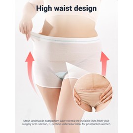 HANSILK Mesh Postpartum Underwear 12 Pack High Waist Reusable Post Bay C-Section Recovery Maternity Panties for Women Washable Mesh Panties (M/L)