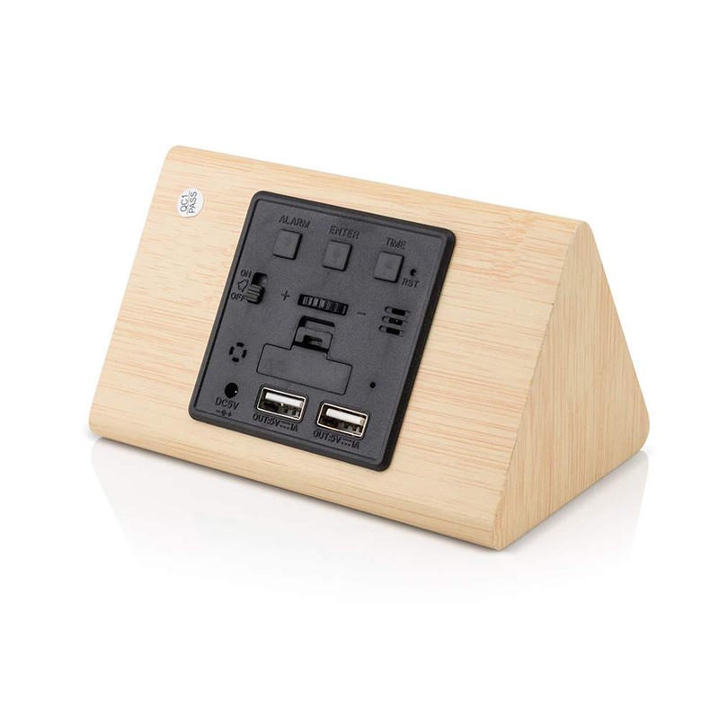 GEARONIC Digital Alarm Clock Wooden Alarm Clock Wood Modern Triangle