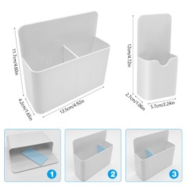 Skythrive Magnetic Marker Holder for Whiteboard Pens, Locker Organiser, Whiteboard Accessories, Magnetic Shelf for School Supplies, White