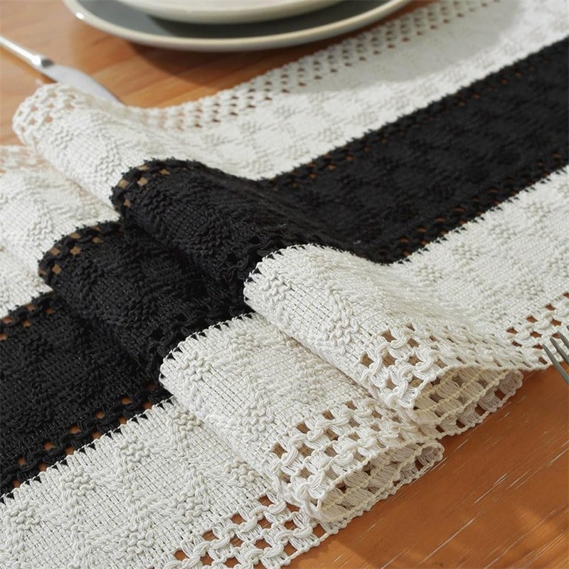 30×240cm Boho Table Runner with Tassels Hand Woven Cotton Macrame