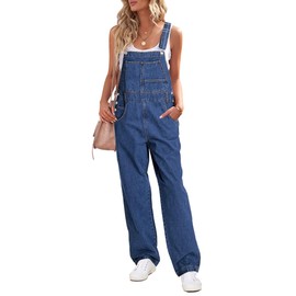 Luvamia Wide Leg Jean Jumpsuit - Women's Blue Denim Overalls Size Medium (Fits 8/10, Small)