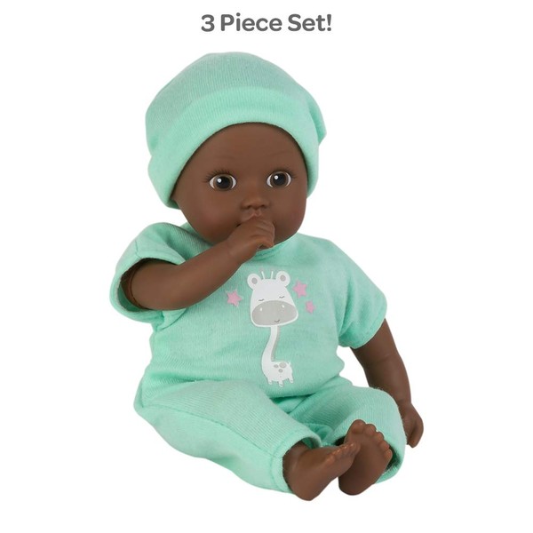 Adora Soft Baby Doll Boy Baby Tot Gentle Giraffe 8.5 inch Mini Vinyl Doll, Cuddly Weighted Body, Brown Eyes (21904) , Green