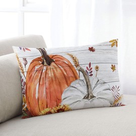 Pillow Covers 20x26 Inch - Standard Fall Thanksgicinf Orange Pumpkin Wood Gain Soft Brushed Microfiber Pillowcases with Hidden Zipper Closure Bed Pillow Shams for Bedroom Sofa Car