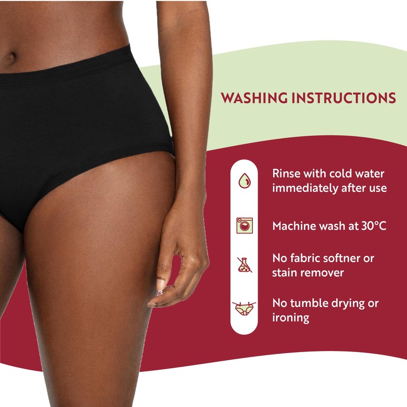 Organyc Organic Cotton Reusable Period Underwear, High Waist Panty, Ultra-Absorbent,