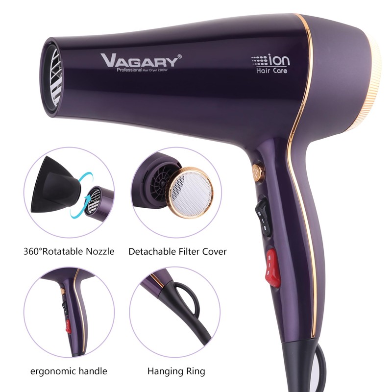 VAGARY 6690A Salon Pro Hair Dryer for Women,2200w Powerful AC