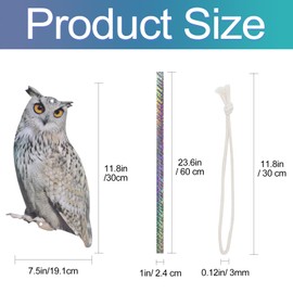 Lifreer Owl Decoy to Scare Birds Away, 3PCS Bird Scare Device Reflective Hanging Bird Decoration Effective Bird Control Device to Keep Birds Pigeon Woodpecker Away from Patio Garden