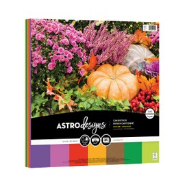 Astrodesigns Crafting Cardstock, 12" x 12", 65 lb./176 gsm, 7-Color Fall Assortment, 84 Sheets (91822)
