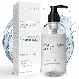 Hyaluronic Acid Serum 8 oz - 100 Pure Organic HA - Anti Aging, Anti Wrinkle - Original Face Moisturizer for Dry Skin  Fine Lines - Leaves Skin Full...