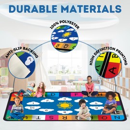 Genki - Classroom Rug for Kids - Education Classroom Carpet for Children - Colorful Seating Area - Large Elementary Classroom Rugs - Kids Seating for School Playroom | 6'6"x12'