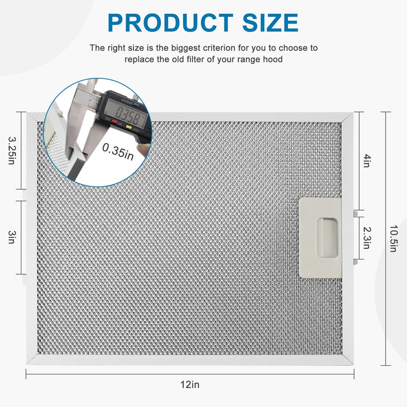 2-Pack W10169961A Hood Vent Grease Filter 10.5" X 12" Microwave