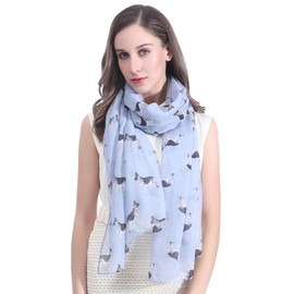 Lina & Lily German Shepherd Dog Print Large Scarf Lightweight (Light Blue)(Size: 180cm x 90cm)