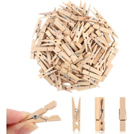 100Pcs Mini Clothespins,1 Inch Small Wooden Clothes Pins, Clothespins for Photos, Crafts, Hanging Clothes, Baby Shower, Display Artwork for Photos Crafts DIY Project (Wood Color)