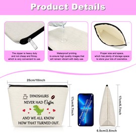 Gfhzdmf Coffee Lovers Gifts for Women Makeup Bag Funny Coffee Gifts Dinosaur Lover Gifts Novelty Cosmetic Bag for Coffee Lover Female Daughter Teacher Coworker Animal Lover Gifts Travel Toiletry Bag
