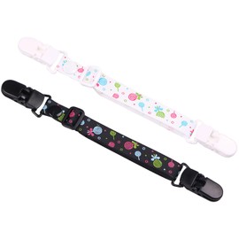 Multi Clips Shoe Clips, Stroller Wrap Clips, Baby Stroller Toy Clips, Adjustable Length, Baby Carrier, Wrap Blanket, Apron Style Hand Towel, Anti-Slip, Hand Towel, Anti-tip, Set of 2 (Black Lollipop +