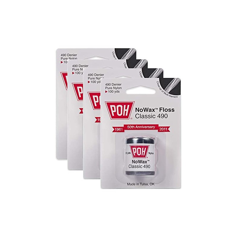 POH Dental Floss Unwaxed, 100 Yard- 4 Pack