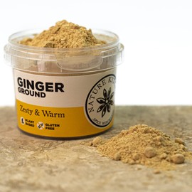 Nature Kitchen Ginger Powder 50g – Premium Ground Ginger, Ideal for Sweet & Savory Dishes, Spice for Hot Drinks, Airtight Stackable Pot, Over 154 Spices for Culinary Use
