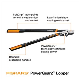 Fiskars 32-Inch Loppers for Tree Trimming, Heavy Duty, Low-Friction Sharp Steel Blade, Branch Cutter up to 2-Inch Diameter Cut Capacity, PowerGear2 Technology that Multiplies Power for Less Effort