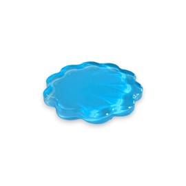 GRAHAM DESIGN Scalloped Acrylic Coasters with Circular Holder - 4 Pack (Blue)