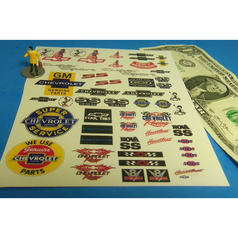 Donna's HO 1:87 Railroad Train STICKERS, BUILDING SIGNS,CHEVY RULES CUT