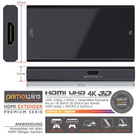 CSL - HDMI 2.0 Repeater Amplifier - Extender - HDMI Repeater Signal Amplifier - UHD 2160p 60Hz - Up to 18 Gbps 6 Gbps per Channel - HDR - Up to 20 m Max. Distance