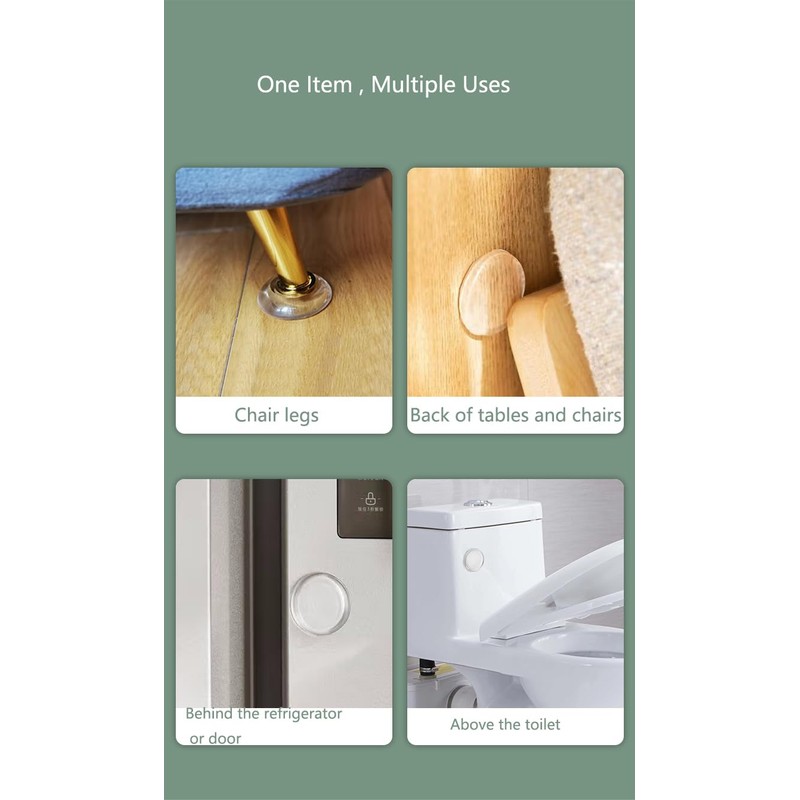 WLERIR Clear Door Knob Wall Protector, 6 Pack, Self-Adhesive Rubber