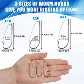 50pcs Weedless Wacky Rig Hooks Wacky Worm Hooks with Weed Guard Bass Fishing Hooks for Wacky Rigging Worm Lure Baits Size 3/0 2/0 1/0 1 2 4