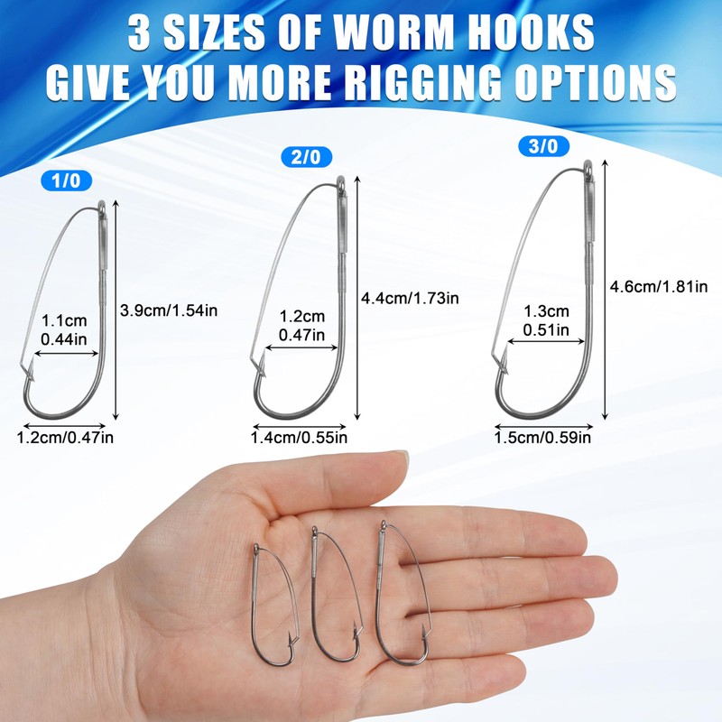 50pcs Weedless Wacky Rig Hooks Wacky Worm Hooks with Weed