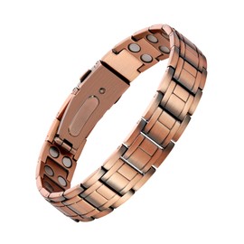 Feraco 99.99% Pure Copper Bracelet for Men, Ultra Strength Magnetic Bracelet with Powerful Neodymium Magnets & Pro Folding Clasp, Adjustable