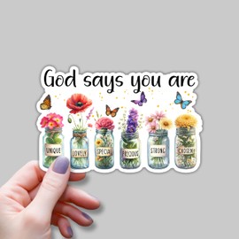 (3pcs) God Says You are Unique Lovely Special Precious Strong Chosen Bible Verse Stickers for Water Bottles Laptops Phones Kindle Car Hard Hat Jesus Christian Inspirational Quote Decals -Size 3x2