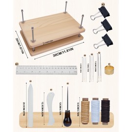 eZAKKA Book Binding Kits, Book Press 11.6 x 7.6 Inch with Plastic Bone Folder, Waxed Thread for Beginners Bookbinding Supplies, 15PCS