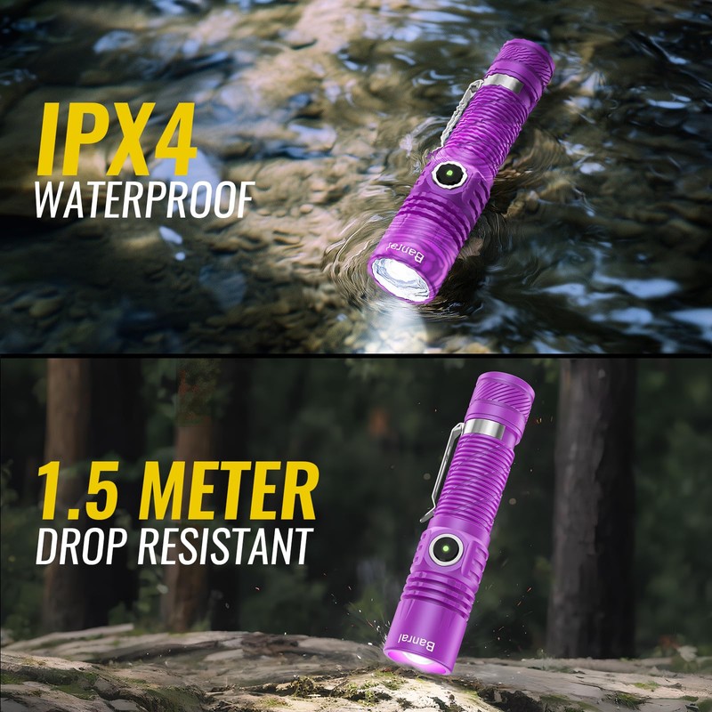 Rechargeable Tactical Flashlights, High Lumens Small Mini USB-C LED Flashlight,