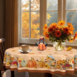 sgqjdpmc Thanksgiving Harvest Tablecloth Fall Oval Table Cloth Autumn Leaves Pumpkin Table Cover for Thanksgiving Party Decorations,54 x 72 Inch