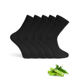 Basic Treasure 5 Pairs of Men's Bamboo Socks, Black, Premium Bamboo Business Stockings, Anti Sweat Socks, Antibacterial Bamboo Socks, Bamboo Socks Against Sweaty Feet, black