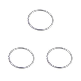 DENI 3 Ultra Thin Nose Rings Without Clasp, Smooth Silver, 8 mm Inner Diameter and 0.6 mm Thickness, Silver, Silver