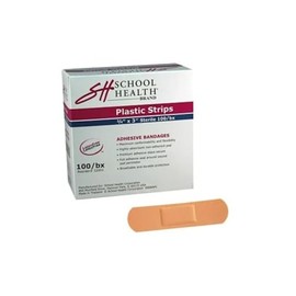 School Health - Adhesive Bandages, Comfortable Form-Fitting Protection & Wound Care for Cuts and Scrapes, Premium Adhesive Stays Secure, Plastic Assorted Bandages - 80/Box