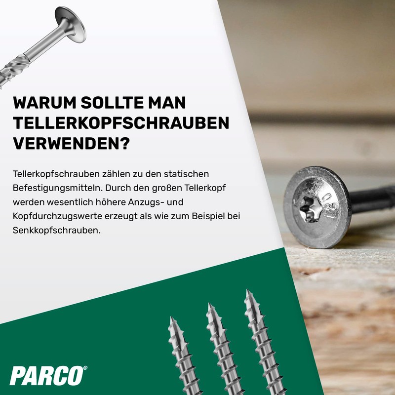 PARCO Flat Head Screws 6 x 100 mm, Pack of