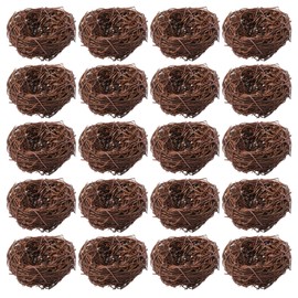 CHGCRAFT 20 Pcs Rattan Imitation Bird Nest Mini Artificial Bird Nest for Crafts, Party Display Decorations Micro Landscape Decoration Accessories Coconut Brown 68x40mm