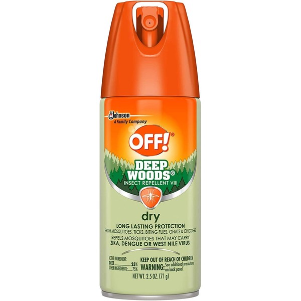 OFF! Deep Woods Insect & Mosquito Repellent, Long lasting Dry Aerosol Bug Spray, 2.5 oz. (Pack of 12)