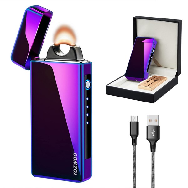 YOZWOO Electric Lighter Rechargeable USB Lighter Plasma Lighter High Power Flame Arc Lighter Windproof Electronic Lighter for Candles, Incense, Fireworks with High-Grade Gift Box(Ice Colour)