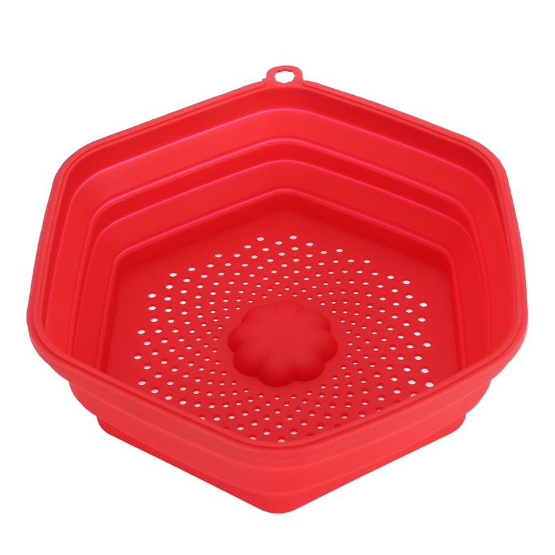 Red Silicone Microwave Splatter Cover with Handle Collapsible Microwave Food