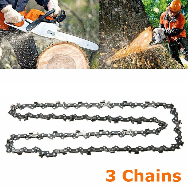 3PCS Semi Chisel Chainsaw Chain Blade Saw Replacements 14''L 3/8''LP